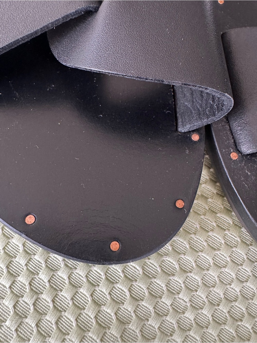 Nordstrom Beek Size 9 Black All Leather Knot Slide Sandals NWT - Picture 3 of 8